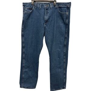 Wrangler Rugged Wear Mens Blue Relaxed Fit Straight Leg Jeans 46x32 Medium Wash